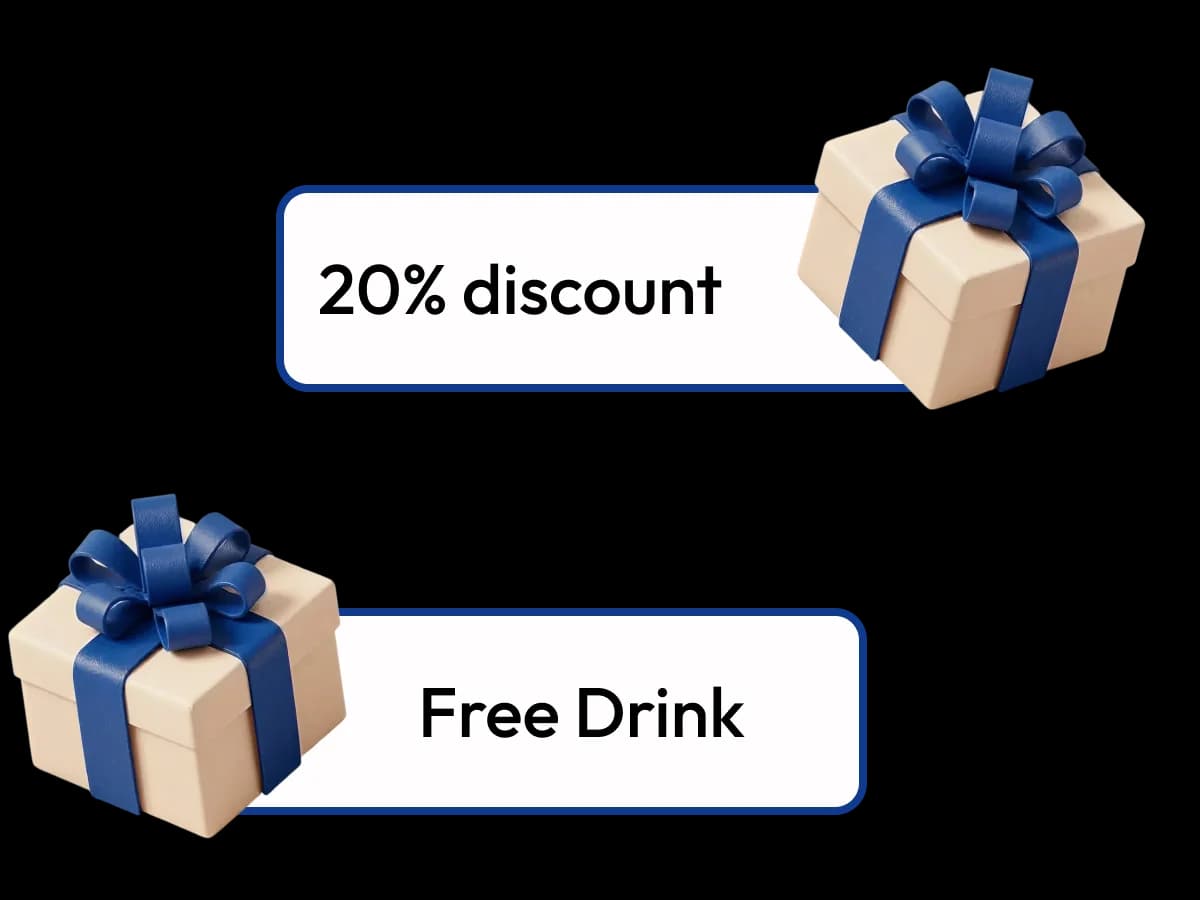Customer redeeming loyalty reward by showing barcode in Fedele app